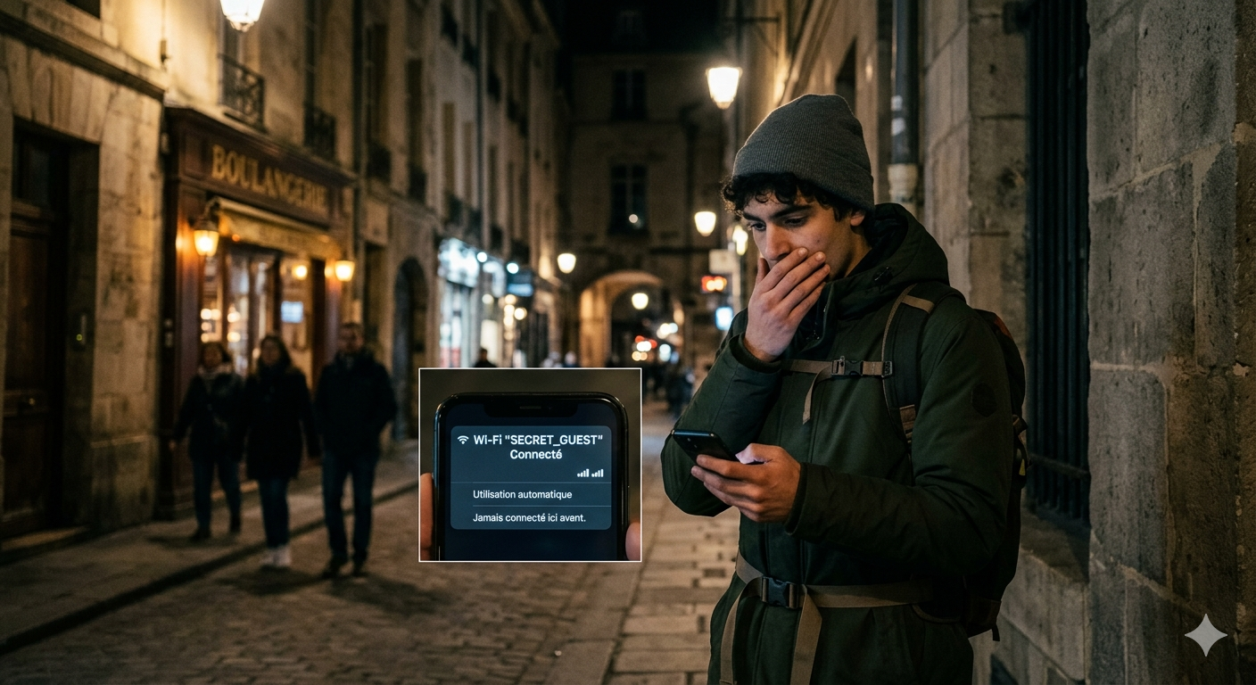 Son téléphone se connecte automatiquement à un Wi-Fi inconnu… sauf qu’il n’est jamais venu ici avant