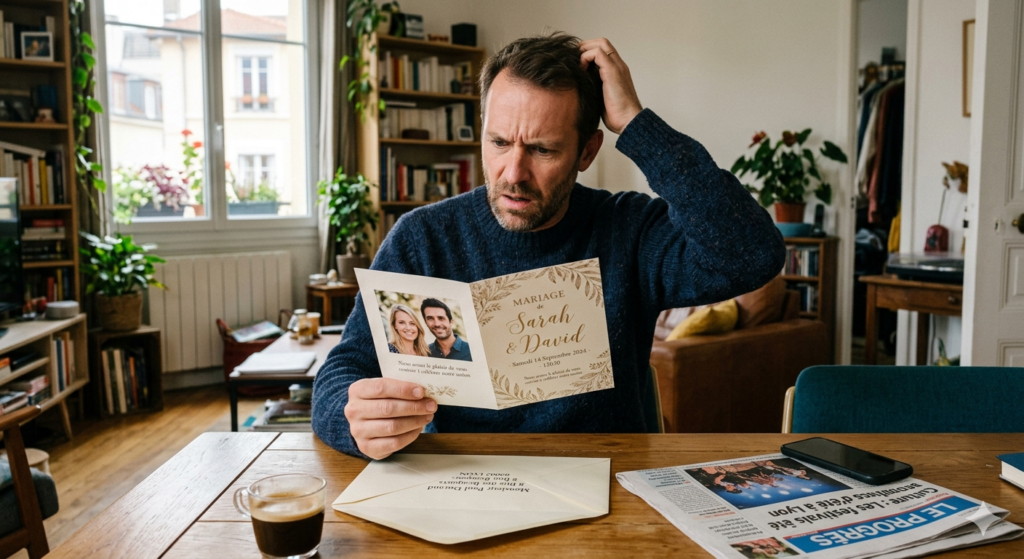 Il reçoit une invitation à un mariage… sauf qu’il ne reconnaît ni le nom ni les visages