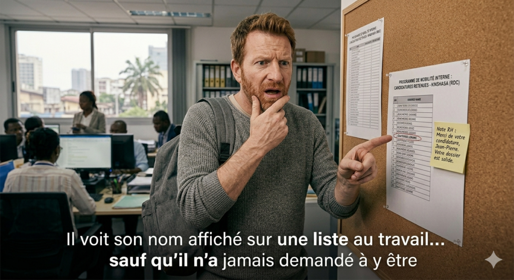 Il voit son nom affiché sur une liste au travail… sauf qu’il n’a jamais demandé à y être